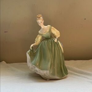 Royal Doulton fair lady. Green. Bone china.  Ceramic Figurine. 1962.